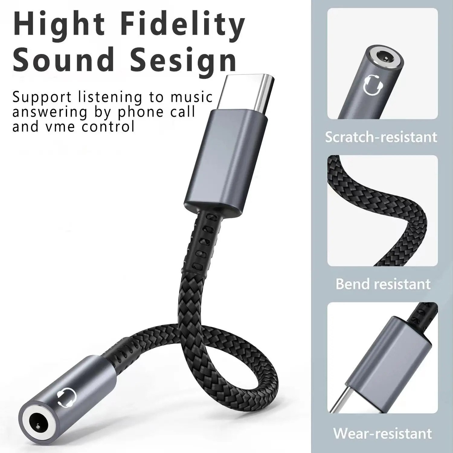 usb c to 3.5mm audio adapter | type c to aux headphone jack converter | hi fi sound