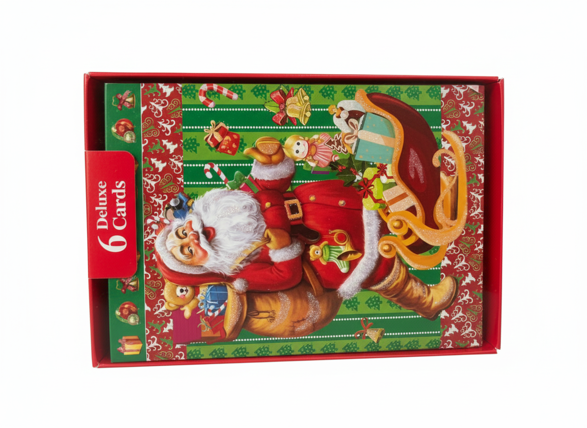 Deluxe Christmas Greeting Cards – Santa Claus Design (6 Pack)